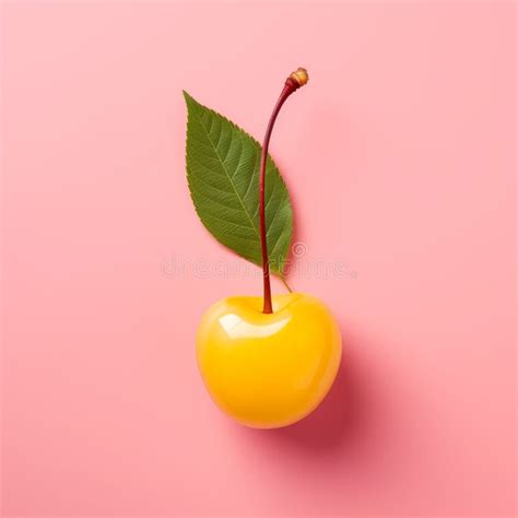 Minimalistic Cherry Design On Light Yellow Background Stock