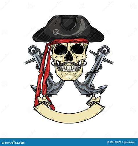 Sketch pirate skull stock vector. Illustration of gothic - 155188376