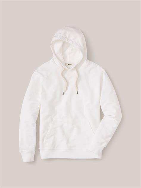 White Brushed Loopback Hooded Sweatshirt Buck Mason