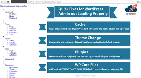 Ways To Fix WordPress Admin Dashboard Not Loading Properly Issue TezHost