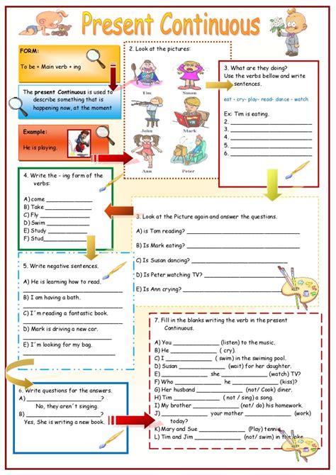 Present Continuous Tense Worksheets For Grade 5