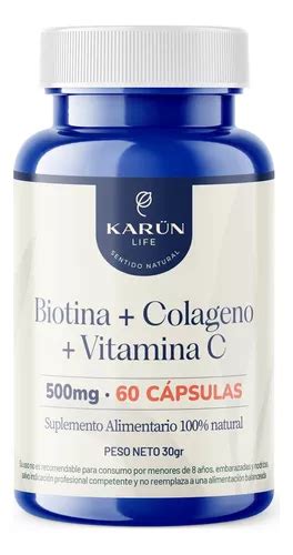 Biotina Colágeno Hidrolizado Vitamina C 500mg 60 Cap Cuotas sin