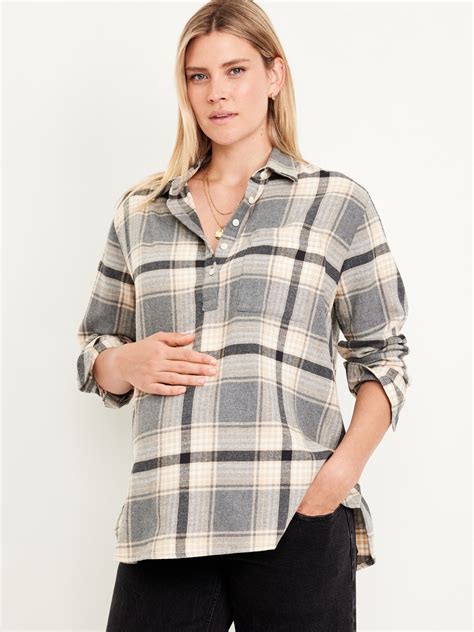 Maternity Plaid Flannel Popover Shirt Old Navy