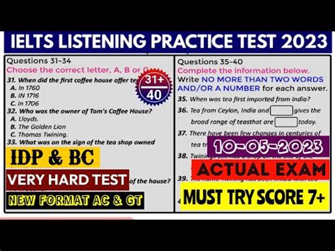 VERY HARD LISTENING PRACTICE TEST 2023 LISTENING IELTS PRACTICE TEST