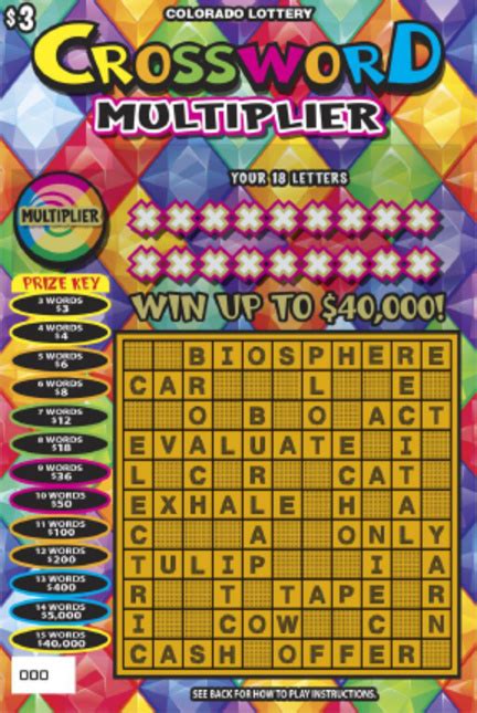 Crossword Multiplier Scratch Colorado Lottery