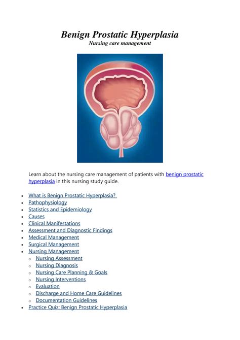 SOLUTION Benign Prostatic Hyperplasia Nursing Care Management Studypool