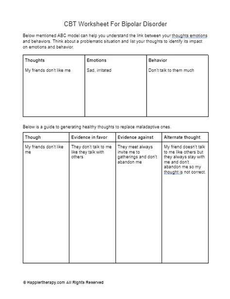 Bipolar Disorder Reading Comprehension Worksheet EdHelper