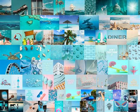 100pcs Beach Blue Aesthetic Wall Collage Beach Wall Art Etsy