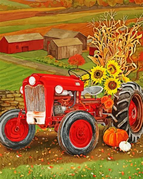 Tractor With Sunflowers Diamond Painting DiamondPaint PRO