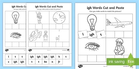 Cut And Stick ‘igh Sound Worksheet Cfe Resources Twinkl