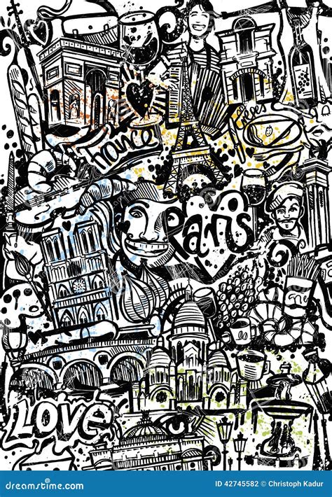 Paris Doodle Stock Illustration Illustration Of Bridge 42745582