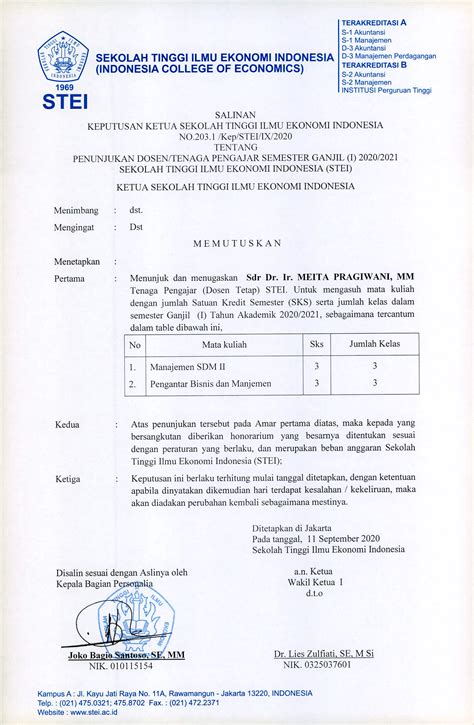 SK MENGAJAR SEMESTER GANJIL PERIODE 2020 2021 Repository STEI