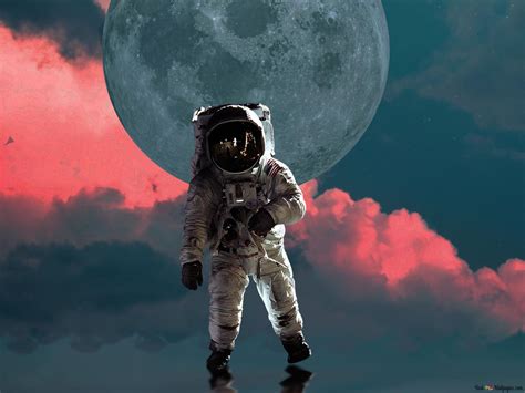 Astronaut : moon on earth 4K wallpaper download