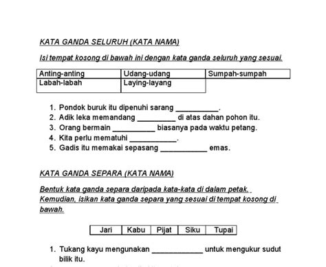 Latihan Kata Ganda Tahun 3 Kata Ganda Separa Eyhan