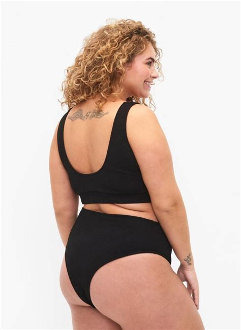 Zizzi Badetøj Dame Bikini Trusse Med Crepe Struktur Sort Juan Kuster