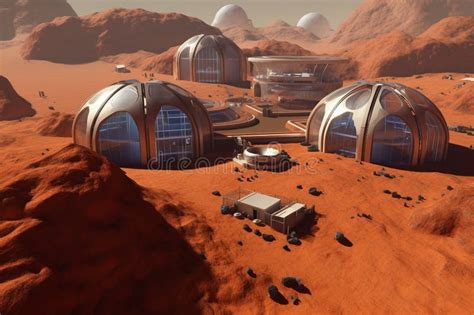 Beyond Earth The Design Of Dome Houses For Mars Generative Ai Stock