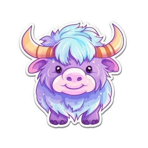 Premium AI Image | A purple yak with horns and a blue mane