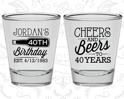 40th Birthday Shot Glasses Custom Birthday Shot Glass Cheers Etsy España