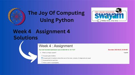 The Joy Of Computing Using Python Week Assignment Solution Nptel