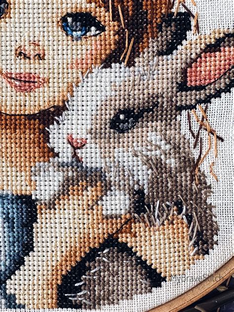 Bunny Girl Cross Stitch Pattern Rabbit Cross Stitch Cross Stitch Art
