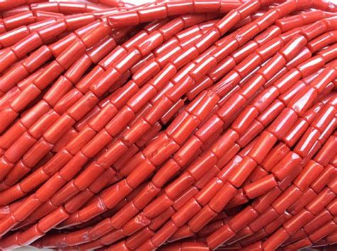 Red Coral Small Tube Beads Mini Tube Beads Approximately Etsy Tube