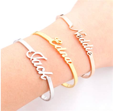 Custom Name Bangle Dainty Name Bracelet Personalized Bracelet Etsy