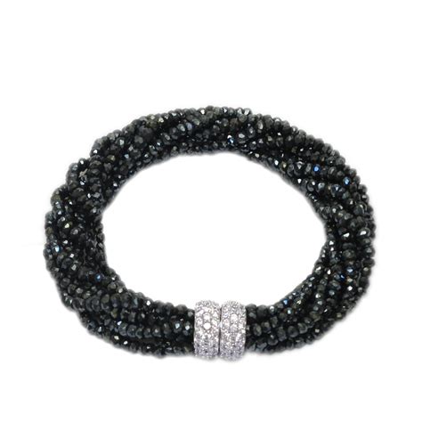 Black Spinel Multi Strands Bracelet Coni Bijoux