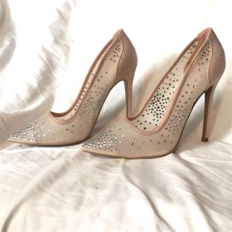 Brand New Sexy Nude Crystal Mesh Heels Gem