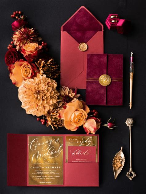 Luxurious Velvet Wedding Invitations Glamour Wedding Invitation Suite