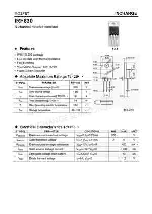 IRF630 MOSFET Datasheet Pdf Equivalent Cross Reference Search