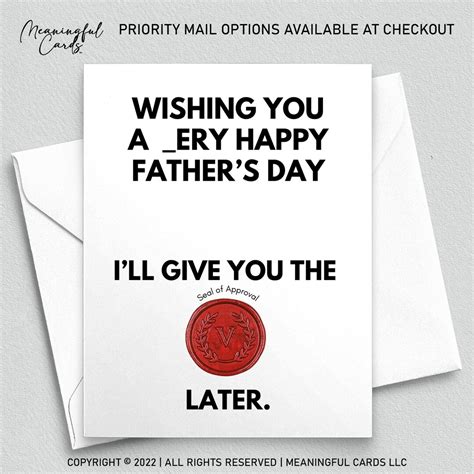 Naughty Fathers Day Card For Him Ill Give You The V Later Funny Fathers Day Card For Husband