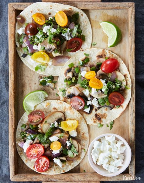 Poblano And Mushroom Tacos With Tomatoes And Goat Cheese