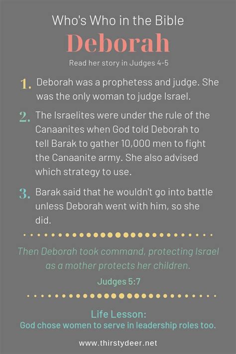 Whos Who In The Bible Deborah Thirsty Deer