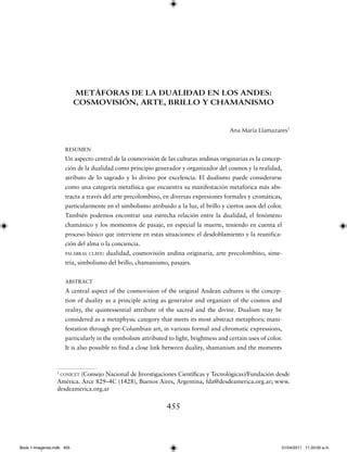 Metaforas Dualidad En Los Andes Cosmovisi N Arte Brillo Y Chamanismo Pdf