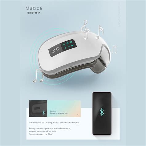 Aparat Smart De Masaj Ochi Si Tample Muzica Bluetooth Compresa Cu