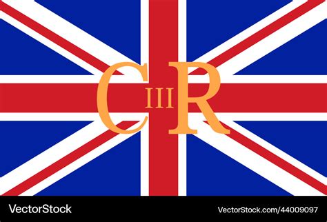 Royal Cypher Of King Charles Iii On British Flag Vector Image