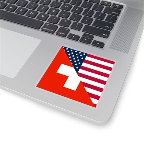 Swiss American Flag Sticker Switzerland Usa Stickers T For Etsy