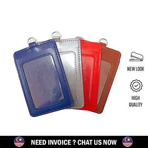 Pu Leather Card Holder Single Sided Id Holder Badge Holder Identity