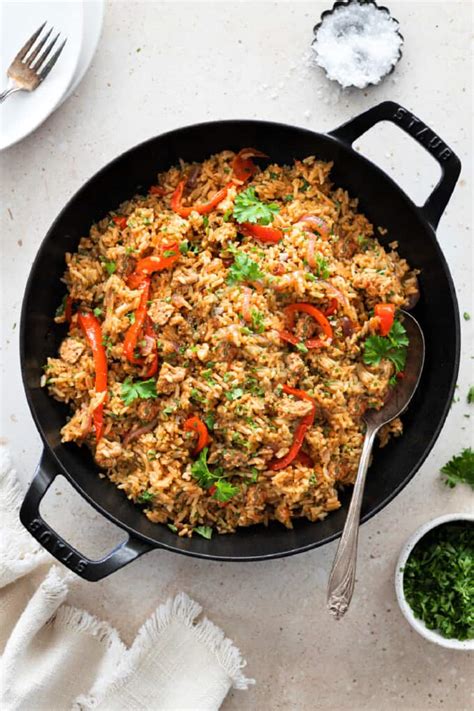 Vegan Spicy Sausage Rice Skillet - Vegan Huggs