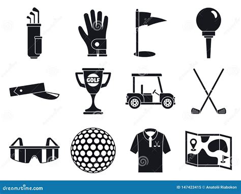 Golf Sport Icons Set Simple Style Stock Vector Illustration Of