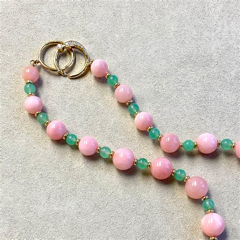 Syna Pink Opal And Chrysoprase Yellow Gold Bead Necklace For Sale At 1stdibs