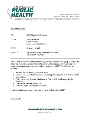 Fillable Online Idph State Il Hispc Legal Work Group Fax Email Print