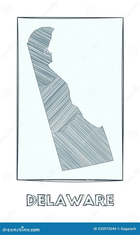 Sketch Map Of Delaware Stock Vector Illustration Of Freehand 235972040