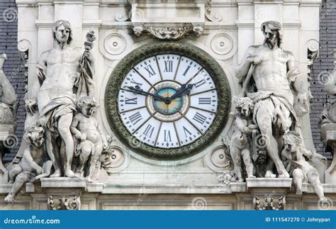 Old Tower Or Wall Clock In Paris City Stock Photo Image Of Paris