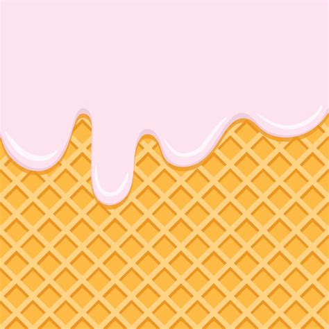 Premium Vector Cream Flowing On Waffel Vector Background Melting Pink