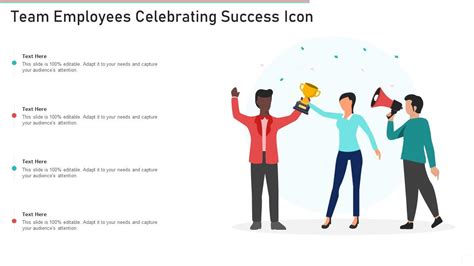 Team Employees Celebrating Success Icon Presentation Graphics