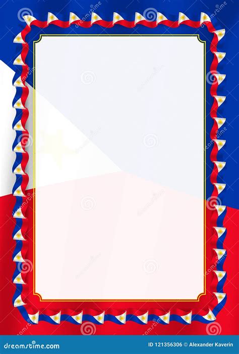 Frame and Border of Ribbon with Philippines Flag, Template Elements for ...