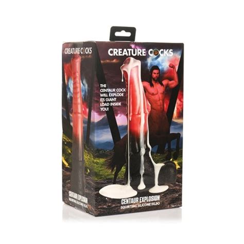 Creature Cocks Centaur Explosion Squirting Silicone Dildo Black Peach