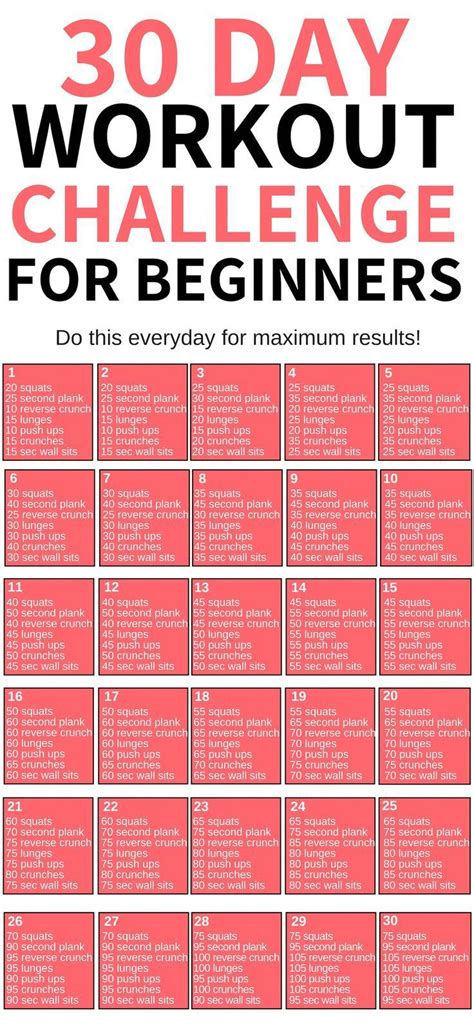 30 Day Workout Challenge for Beginners