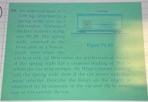 Solved 20. An object of mass m= 5.00 kg, attached to a | Chegg.com 